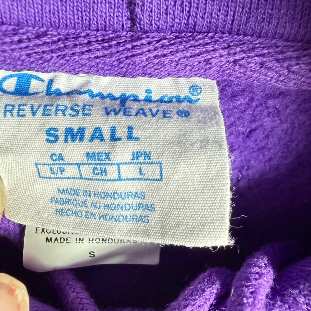 Vintage Reverse Weave Champion Purple Hoodie Warm Up Large - Picture 4 of 8